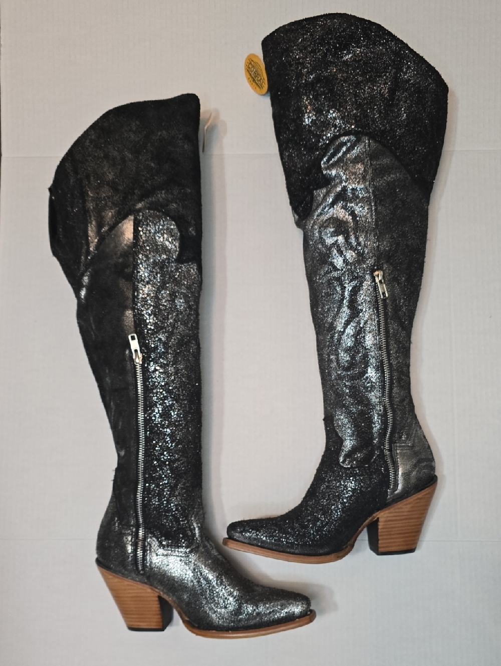 Corral Black Silver Metallic Over The Knee Pointed Toe Z5245